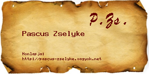 Pascus Zselyke névjegykártya